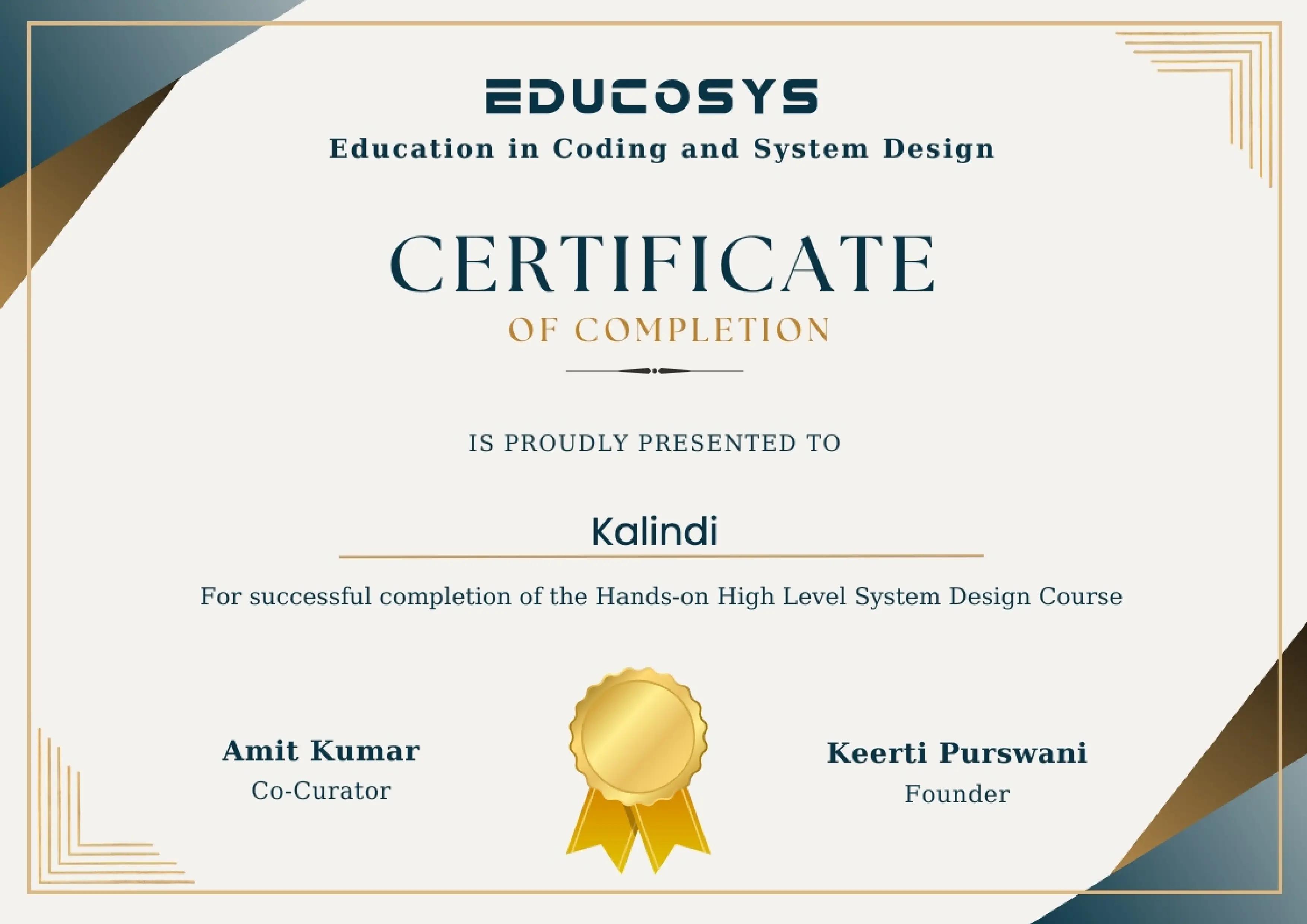 Educosys completion certificate